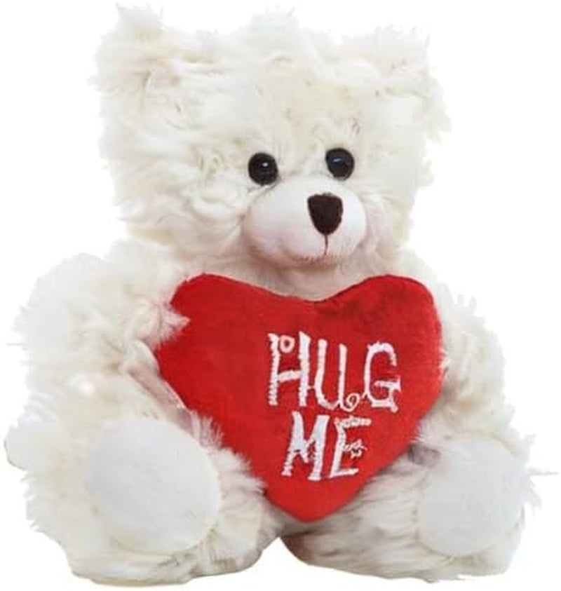 Stuffed Mocha Heart Bear - Plush Bear Toy for Kids & Adults - Embroidered Heart Pillow - Brown-9 Inches (Hug Me-Cream 9'')