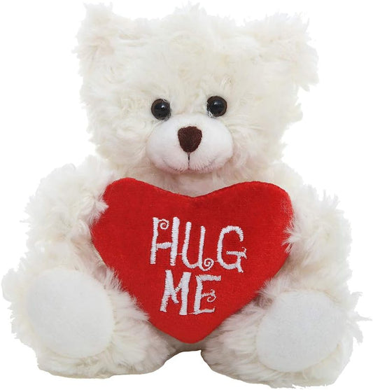 Stuffed Mocha Heart Bear - Plush Bear Toy for Kids & Adults - Embroidered Heart Pillow - Brown-9 Inches (Hug Me-Cream 9'')